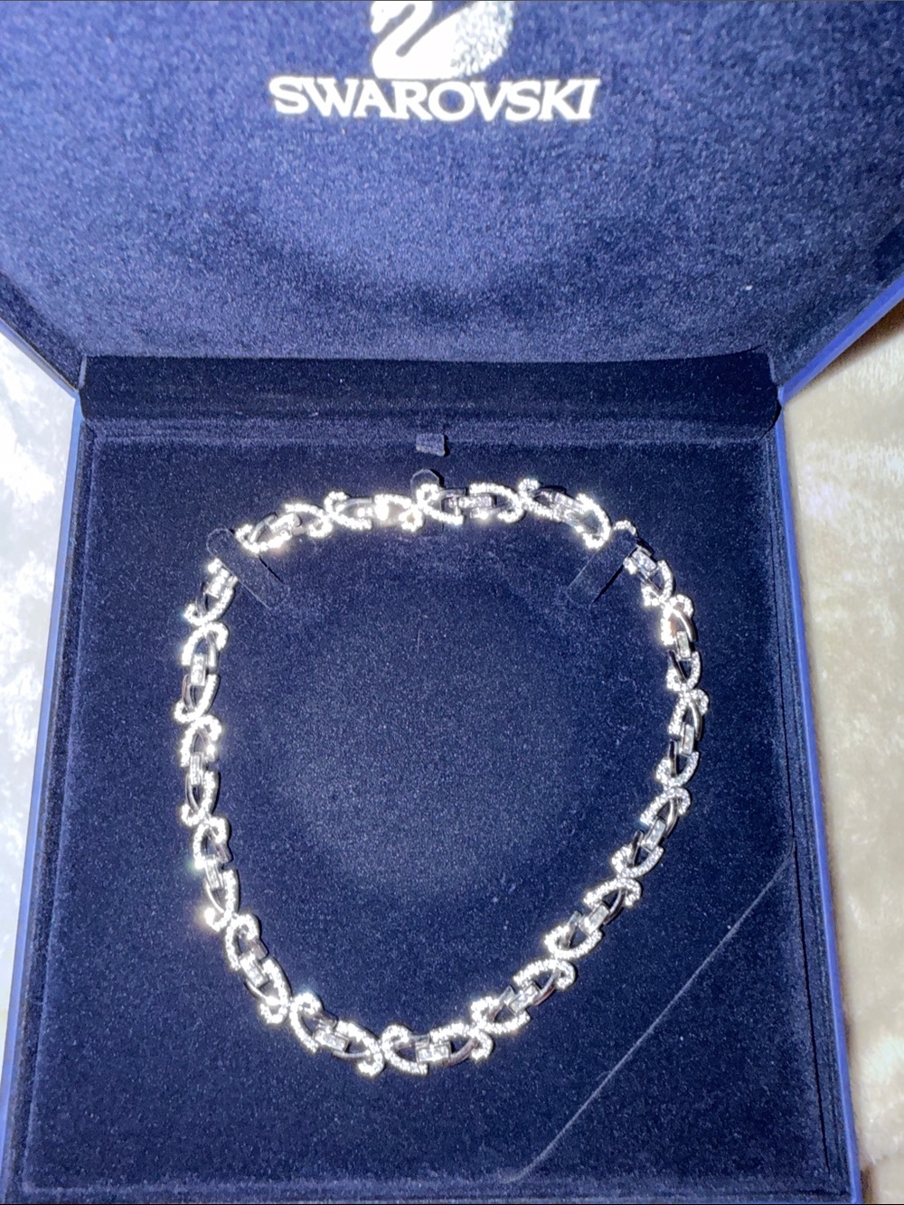 Swarovski Silver Crystal Link Choker Necklace